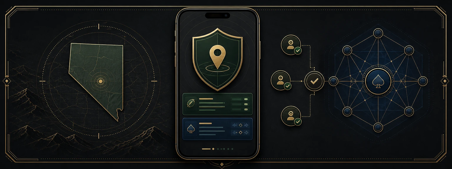 Abstract Nevada mobile geolocation and interactive-poker network