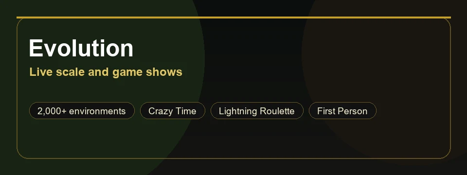 Abstract premium banner for Evolution live scale and game shows