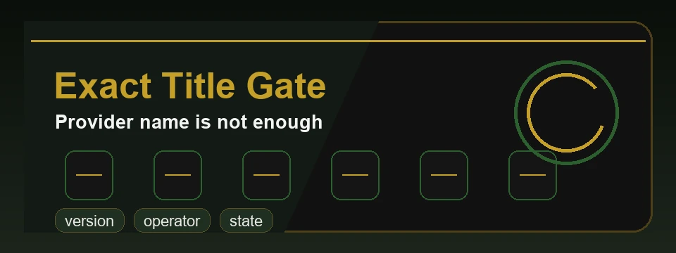Abstract premium banner for exact-title comparison boundary