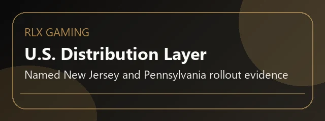 Abstract gold-and-charcoal banner for RLX Gaming U.S. role