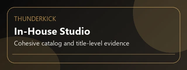 Abstract gold-and-charcoal banner for Thunderkick in-house catalog evidence