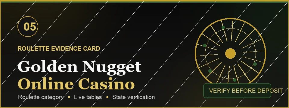 Golden Nugget Online Casino roulette evidence card banner