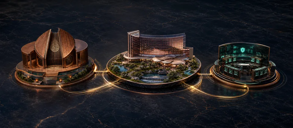 Premium evidence network connecting the Mohegan master-license layer, Mohegan Sun property and FanDuel operator relationship