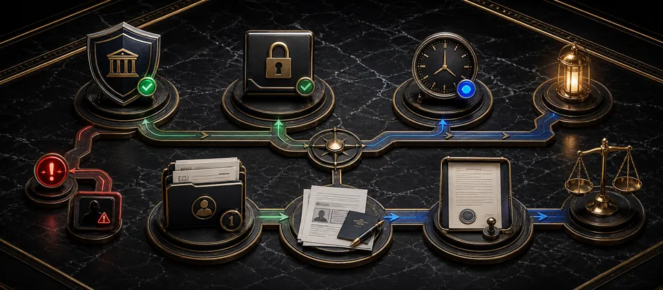 Premium licensed-withdrawal dispute workflow separating support, KYC records, complaint evidence and impersonation alerts
