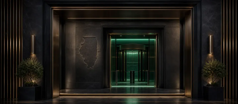Premium nested property thresholds separating an outer entrance from a controlled inner area