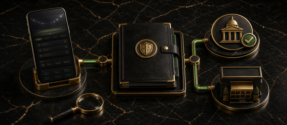 Premium evidence chain connecting a sportsbook interface to its legal entity, regulator status and operating channel