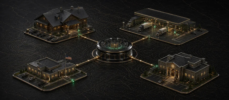 Premium distributed venue network connecting a tavern, truck stop, veterans hall and fraternal lodge