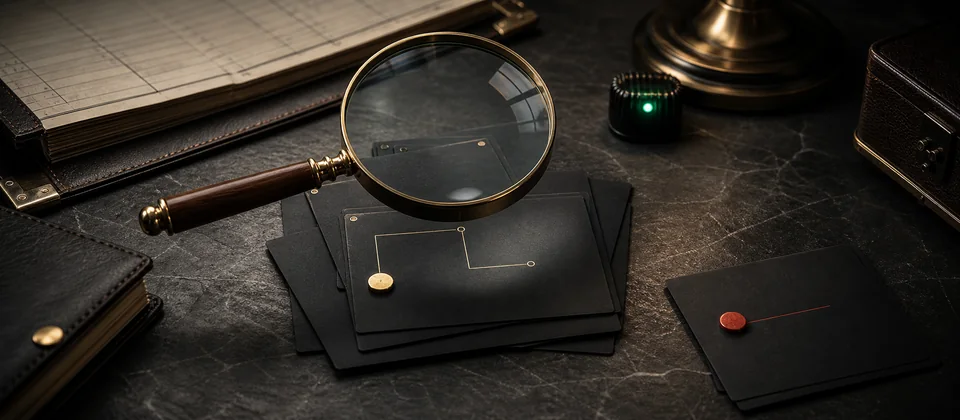 Premium evidence-review desk separating authorization records from a fraud verdict