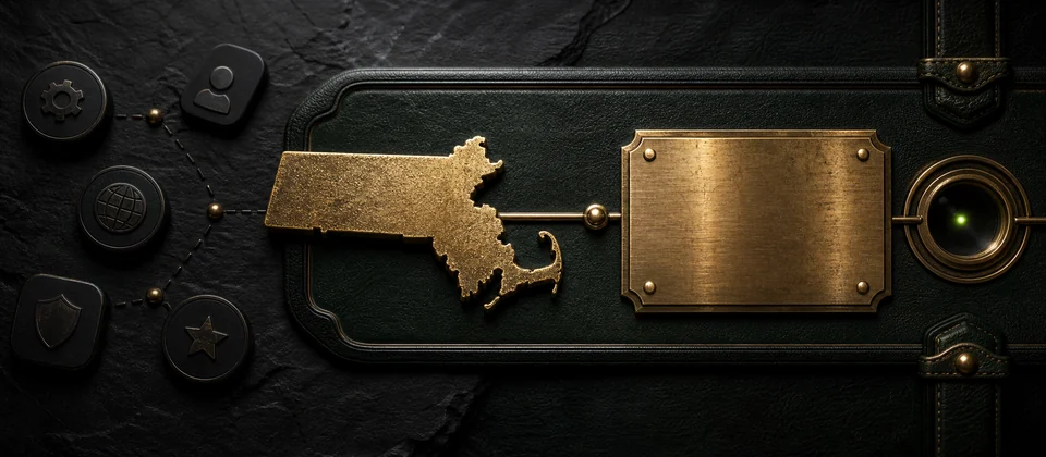 Premium Massachusetts authorization registry separating an age label from a verified state lane