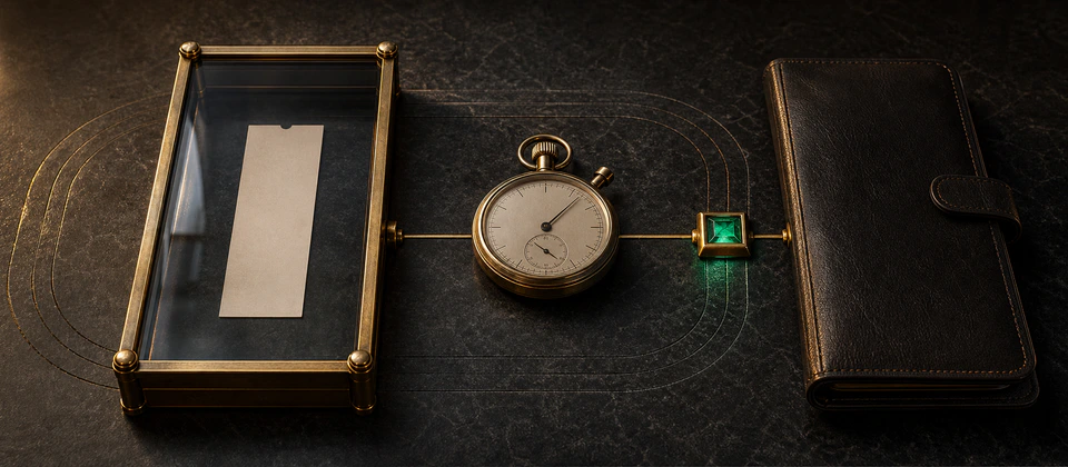 Premium protected racing ticket record, stopwatch and verified filing checkpoint