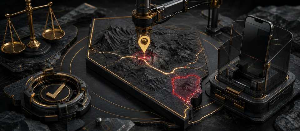 Premium Nevada location-verification scene with a blocked geolocation result