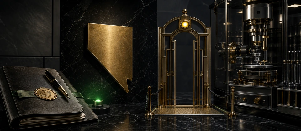 Premium Nevada game approval scene with an enacted statute and a separate product authorization gate