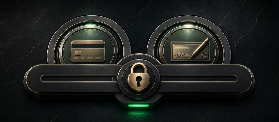 Credit and check-cashing access secured behind a control lock