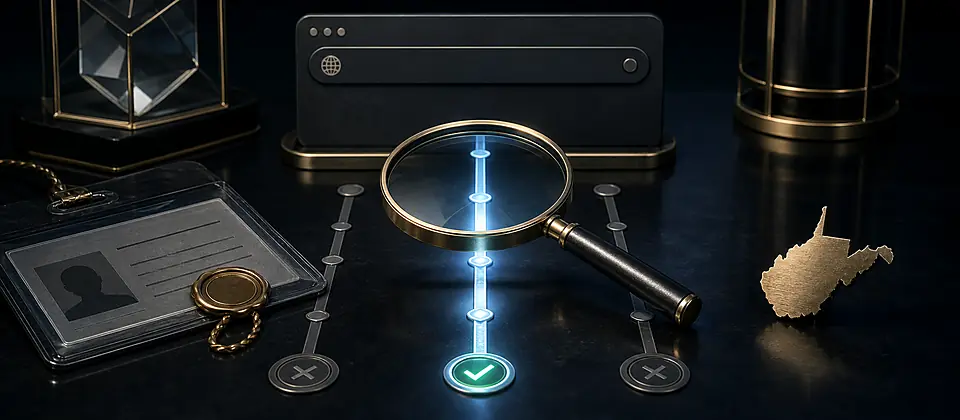 Premium brand-route verification desk with domain and identity checks